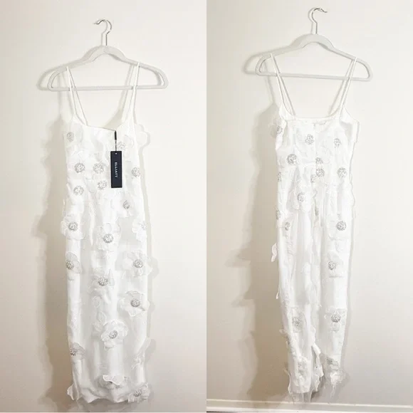 NWT Elliatt Dahlia Midi Dress White 3D Floral XS - Picture 7 of 10